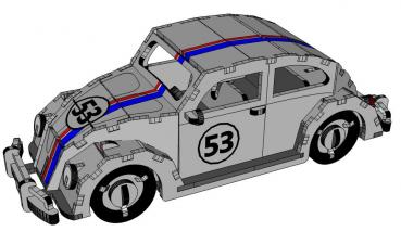 VW Beetle "Herbie 53"  as 3D large model - drawing